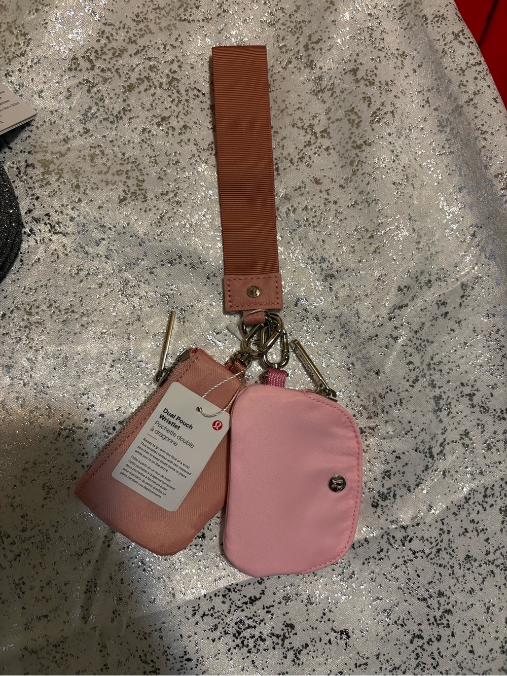 lululemon athletica Pink & Rose Dual Pouch Wristlet Key Holder